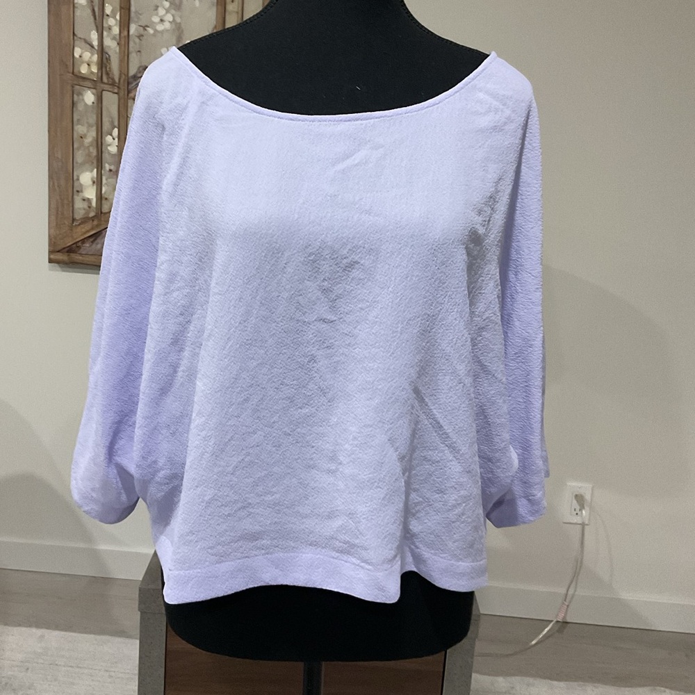 Wilfred Lilac Boxy Blayze  top with scoop neck and dolman sleeves .